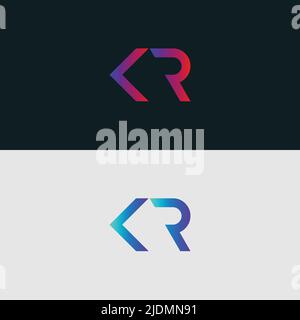 Initial Alphabet letter Logo icon KR, colorful vibrant gradient color trendy logos Stock Vector
