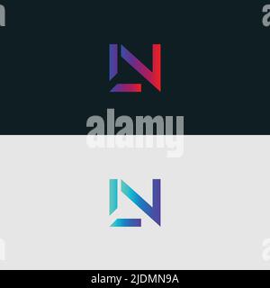 Initial Alphabet letter Logo icon LN, colorful vibrant gradient color trendy logos Stock Vector
