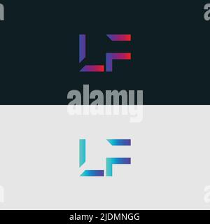 Initial Alphabet letter Logo icon LF, colorful vibrant gradient color trendy logos Stock Vector