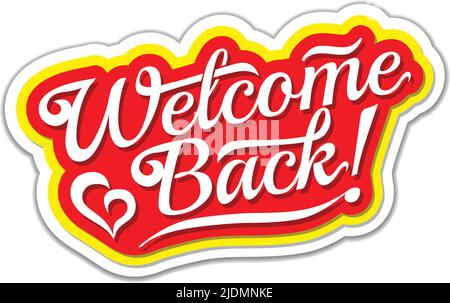 Welcome Back lettering in comic speech bubble. Vector on transparent background Stock Vector