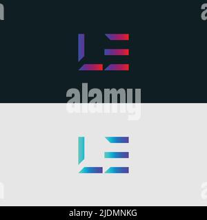 Initial Alphabet letter Logo icon LE, colorful vibrant gradient color trendy logos Stock Vector