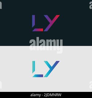 Initial Alphabet letter Logo icon LY, colorful vibrant gradient color trendy logos Stock Vector
