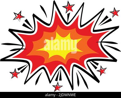 Explosion speech bubble in comic book style. Cartoon vector sticker on transparent background Stock Vector