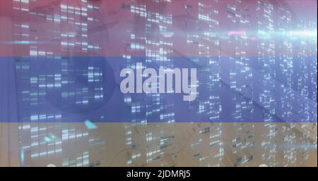 Image of flag of armenia over data processing Stock Photo