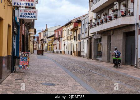 Spain, Hospital de Orbigo, Castilla y Leon. Street Scene. Stock Photo