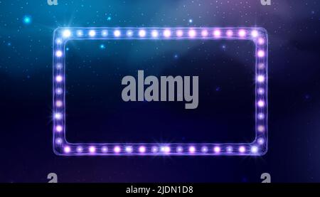 Wireframe light billboard, low poly style. Abstract modern 3d vector illustration on dark blue background. Stock Vector