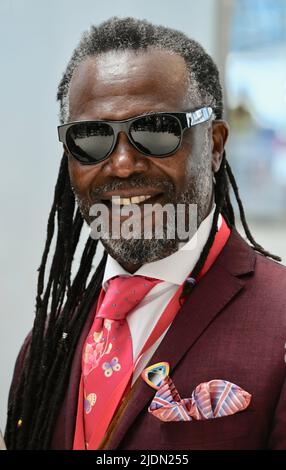 London, UK. Levi Roots. A statue  designed by Jamaican artist and sculptor Basil Watson, was unveiled today by The Duke and Duchess of Cambridge in Waterloo Station, to mark the Windrush generation. Stock Photo
