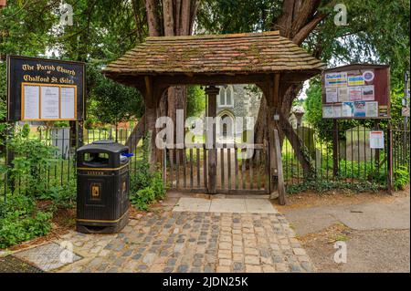 Entrance to St Giles Parish Church, Chalfont St Giles, Buckinghamshire, England Stock Photo