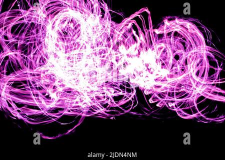 Purple lines. Abstract background of mixed bands. Rapid movement of flame. Stock Photo