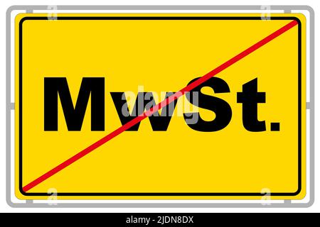 German yellow sign and value-added tax MWST isolated on white background Stock Photo