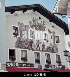 Traditional house with painted facade in Berchtesgaden, Bavaria, Germany. Stock Photo
