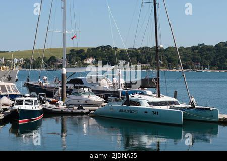 Views of Falmouth Marina, Discovery Quay, Falmouth, Cornwall that include small and large pleasure craft Stock Photo