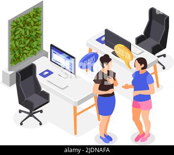 Human needs isometric composition with partnership and respect symbols vector illustration Stock Vector
