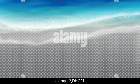 Wave realistic transparent composition with image of blue marine coastal water near shore on transparent background vector illustration Stock Vector