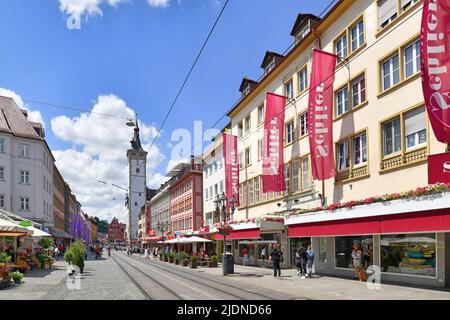 Würzburg, Germany - June 2022: Street called 'Domstrasse' with fashion boutique 'Schlier' in old town Stock Photo