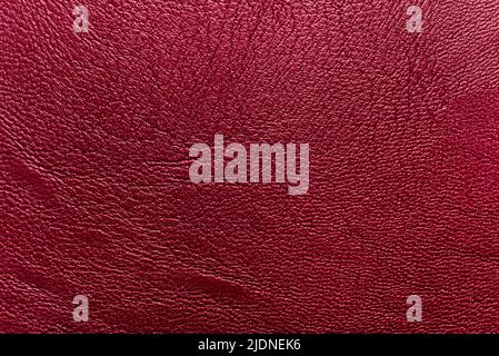 The texture of natural leather is red or burgundy. Leather background Stock Photo