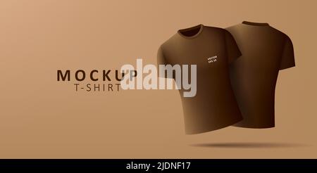 3d t-shirt mockup, brown realistic clothes front view Stock Vector