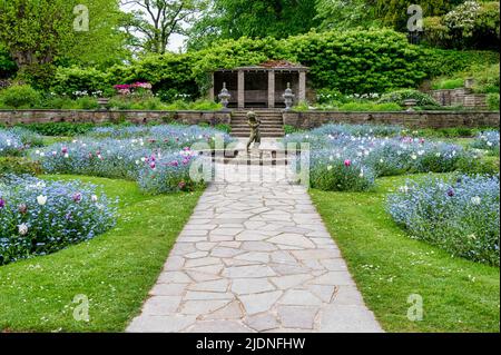 Disley, England- May 15, 2022: The Italian Garden at the  National Trust Lyme Park House near Manchester. Stock Photo