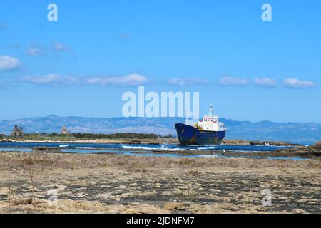 View of ship is aground in Northern Cyprus, Europe Stock Photo