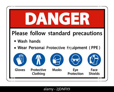 Warning Please follow standard precautions ,Wash hands,Wear