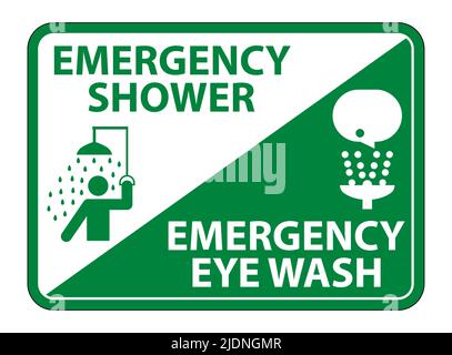 Emergency Shower,Eye Wash Symbol Sign Isolate On White Background,Vector Illustration EPS.10 Stock Vector