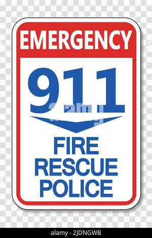 911 Fire Rescue Police Sign on transparent background,vector illustration Stock Vector