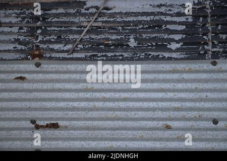 Top view of a weathered Tin Roof texture Stock Photo