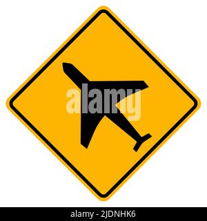 Warning signs low-flying aircraft on white background Stock Vector