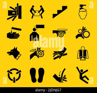 Warning signs,industrial hazards icon labels Sign Isolated on White Background,Vector Illustration Stock Vector