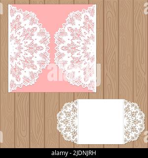 Template for laser cutting. Postcard layout, invitation. Vector Stock Vector