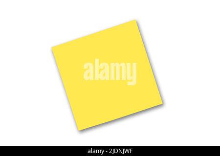 Yellow post-it note, isolated on white background, with drop shadow Stock Photo