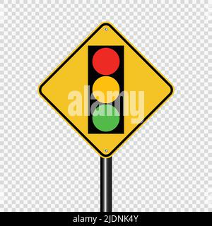 signal traffic light green yellow red sign on transparent background,vector illustration Stock Vector