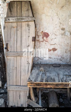 Old time coffin in Oatman Ghost Town, Route 66, Arizona Stock Photo