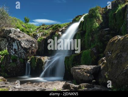 A view of the Upper Falls of the Loup of Fintry in the central lowlands of Scotland Stock Photo