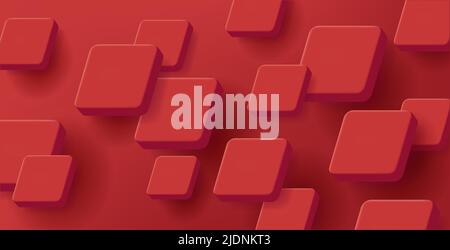red volume squares creating dynamic texture, 3d render style Stock Vector