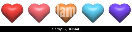 3d color hearts set. Design for Valentine's Day,  Mother's Day and other holidays. Vector illustration Stock Vector
