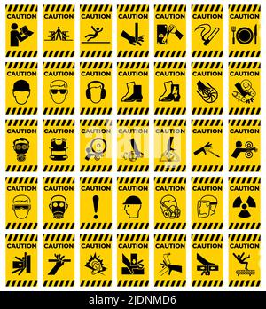 Set Caution Prohibition Sign Symbol on white background Stock Vector
