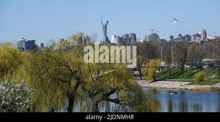 Kiev, Ukraine April 28, 2021: Highway bridge Rusanivka district of Kiev city Stock Photo