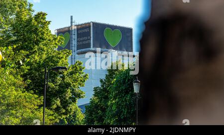 London, United Kingdom - June 14th 2023: Grenfell Tower Block. 5th Annual Grenfell Vigil  Anniversary in West London. Stock Photo