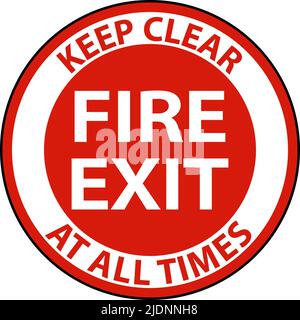 Fire Exit Keep Clear Floor Sign On White Background Stock Vector