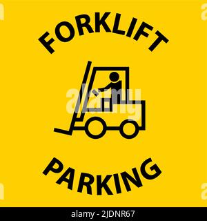 Forklift Parking Floor Sign On White Background Stock Vector