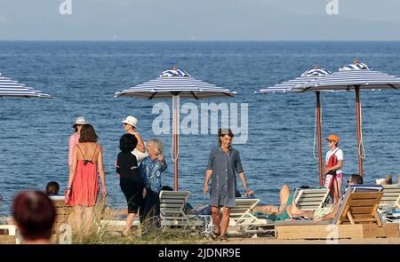 June 22 2022 Rafina Greece Nia Vardalos filming of My Big Fat