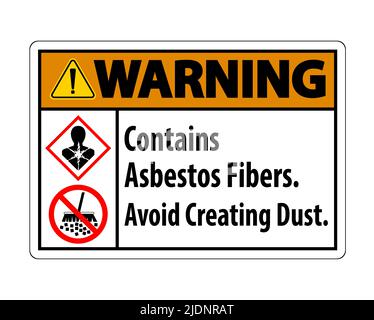 Warning Label Contains Asbestos Fibers,Avoid Creating Dust Stock Vector