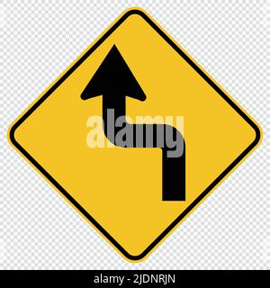 Curves ahead Left Traffic Road Sign on transparent background,vector illustration EPS 10 Stock Vector