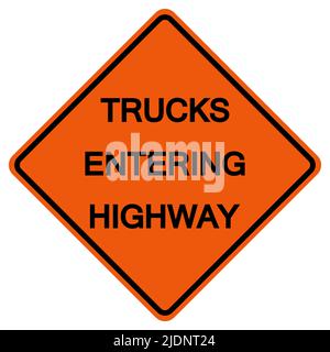 Trucks Entering Highway Traffic Road Symbol Sign Isolate on White Background,Vector Illustration Stock Vector