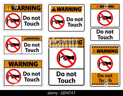 Warning do not touch sign label on transparent background Stock Vector