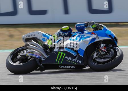 Hohenstein Ernstthal, Germany. June 19th 2022. MotoGP Liqui Moly Motorrad Grand Prix Deutschland at at Sachsenring circuit, Hohenstein-Ernstthal, Germany. Pictured: #36 Joan Mir (SPA) of Team SUZUKI ECSTAR during warm up session Stock Photo