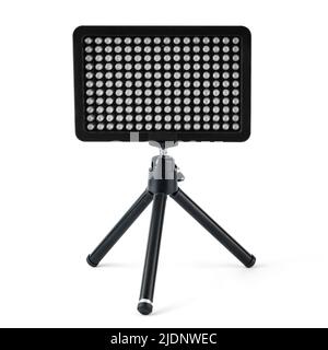LED panel for video filming, LED lamp on a white background on a tripod Stock Photo