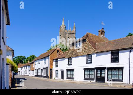 Cannon Street, Lydd, Kent, UK and All Saints Church Stock Photo