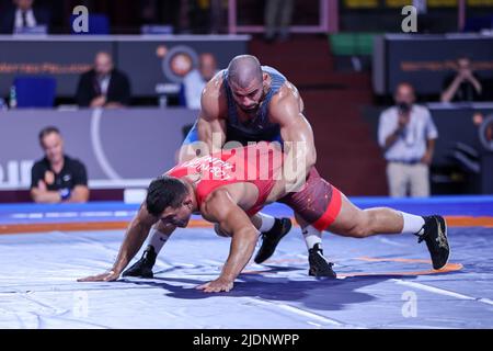 Rome, Italy. 22nd June, 2022. David Losonczi (HUN) vs Nikoloz Kakhelashvili (ITA) GR 97kg during 2022 Ranking Series (day1), Wrestling in Rome, Italy, June 22 2022 Credit: Independent Photo Agency/Alamy Live News Stock Photo